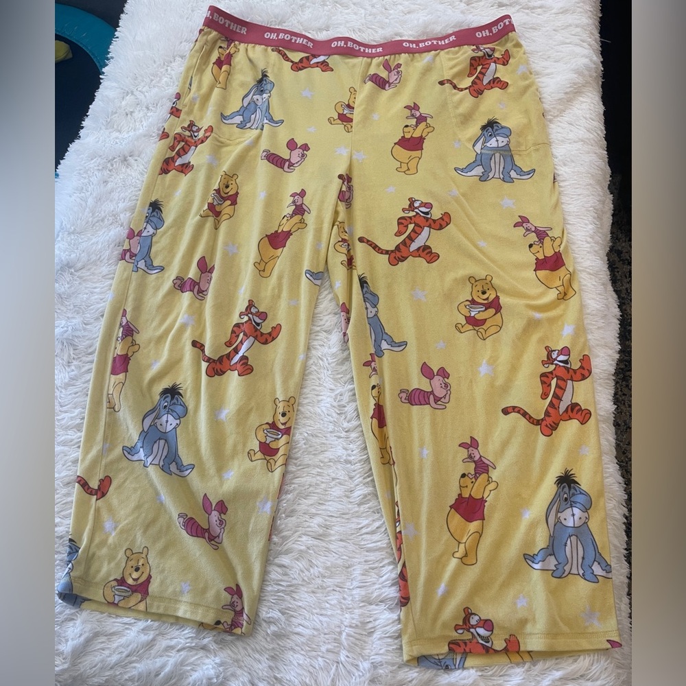 Winnie the Pooh yellow Womans Pj pants size 3XL soft elastic with pockets